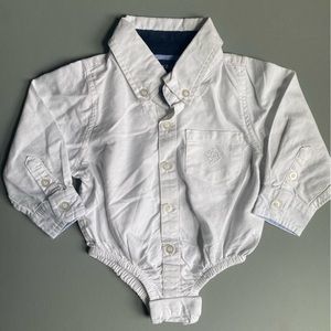 White Button down onesie